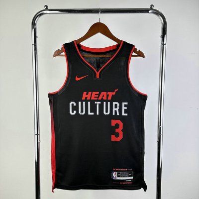 Maillot de Basket #3 Wade Miami Heat 23-24 city Noir Imprimé